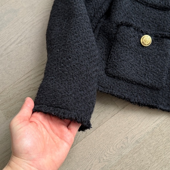 Black Tweed Jacket with Gold Buttons - Size Small - Picture 4 of 9